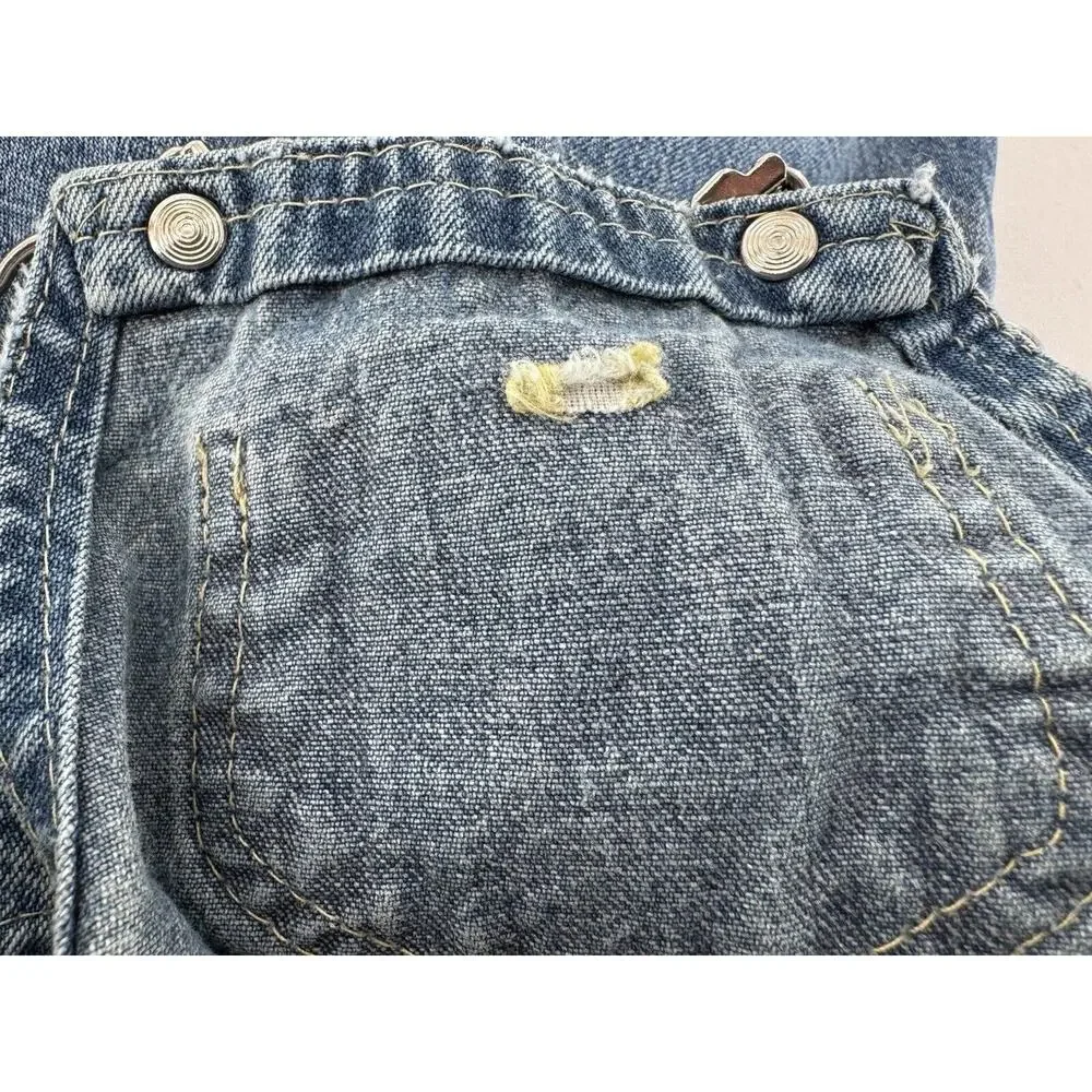 Vtg Oshkosh Overalls Vestback Sz 12m Denim Snap Blue Pockets